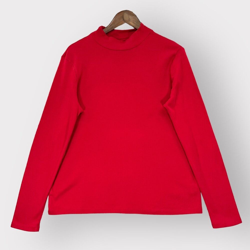 White Stag T Shirt Women 20 Red Long Sleeve Cotton‎ Stretch Turtleneck J66